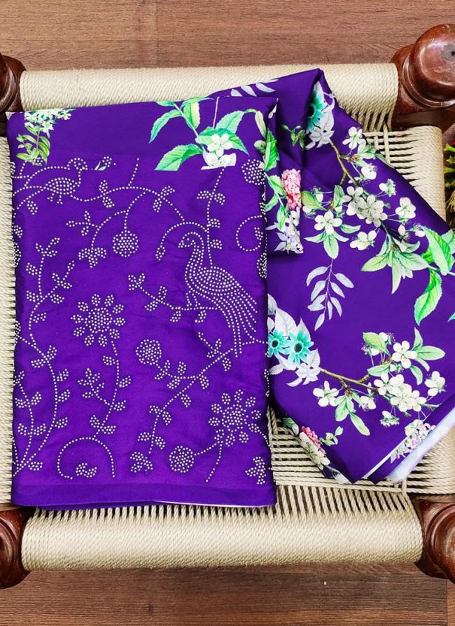 Japan Satin Purple Traditional Wear Digital Printed Saree